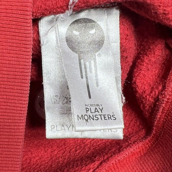 PlayMonster Sweatshirt Crewneck Men XL Red Pullover Embroidered Skulls - Picture 11 of 14
